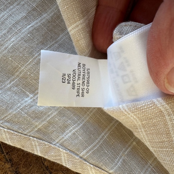 GAP - 100% Linen - Boyfriend Shirt - Neutral Stripe - M - Picture 4 of 5